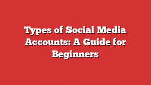 Types of Social Media Accounts: A Guide for Beginners