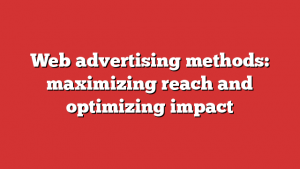 Web advertising methods: maximizing reach and optimizing impact