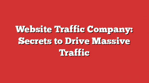 Website Traffic Company: Secrets to Drive Massive Traffic