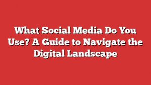 What Social Media Do You Use? A Guide To Navigate The Digital Landscape