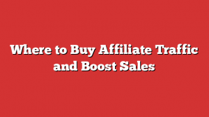 Where to Buy Affiliate Traffic and Boost Sales