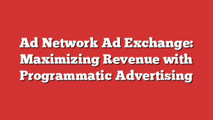 Ad Network Ad Exchange: Maximizing Revenue with Programmatic Advertising