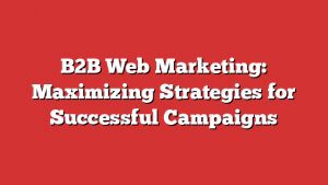 B2B Web Marketing: Maximizing Strategies For Successful Campaigns 1 B2B Web Marketing: Maximizing Strategies For Successful Campaigns
