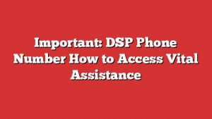 Important: Dsp Phone Number  How To Access Vital Assistance