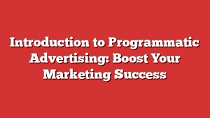 Introduction to Programmatic Advertising: Boost Your Marketing Success