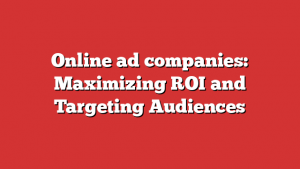 Online ad companies: Maximizing ROI and Targeting Audiences