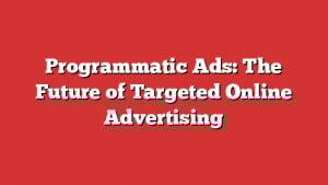 Programmatic Ads: The Future Of Targeted Online Advertising