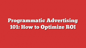 Programmatic Advertising 101: How to Optimize ROI