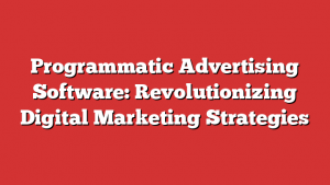 Programmatic Advertising Software: Revolutionizing Digital Marketing Strategies