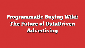 Programmatic Buying Wiki: The Future of DataDriven Advertising