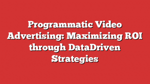 Programmatic Video Advertising: Maximizing ROI through DataDriven Strategies