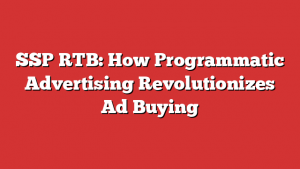 SSP RTB: How Programmatic Advertising Revolutionizes Ad Buying