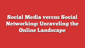 Social Media versus Social Networking: Unraveling the Online Landscape