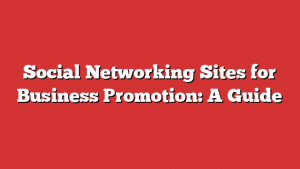 Social Networking Sites for Business Promotion: A Guide