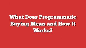 What Does Programmatic Buying Mean And How It Works?