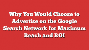 Why You Would Choose to Advertise on the Google Search Network for Maximum Reach and ROI