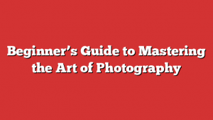Beginner’s Guide to Mastering the Art of Photography