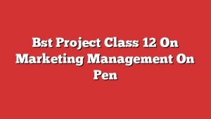 Bst Project Class 12 On Marketing Management On Pen