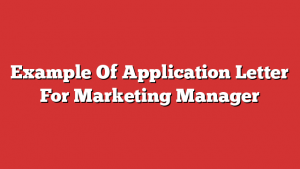 Example Of Application Letter For Marketing Manager