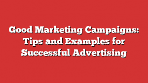 Good Marketing Campaigns: Tips And Examples For Successful Advertising