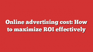 Online advertising cost: How to maximize ROI effectively
