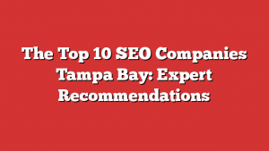 The Top 10 SEO Companies Tampa Bay: Expert Recommendations