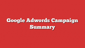 Google Adwords Campaign Summary
