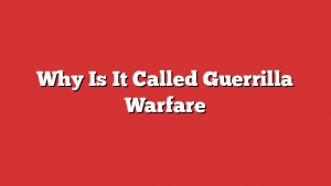 Why Is It Called Guerrilla Warfare