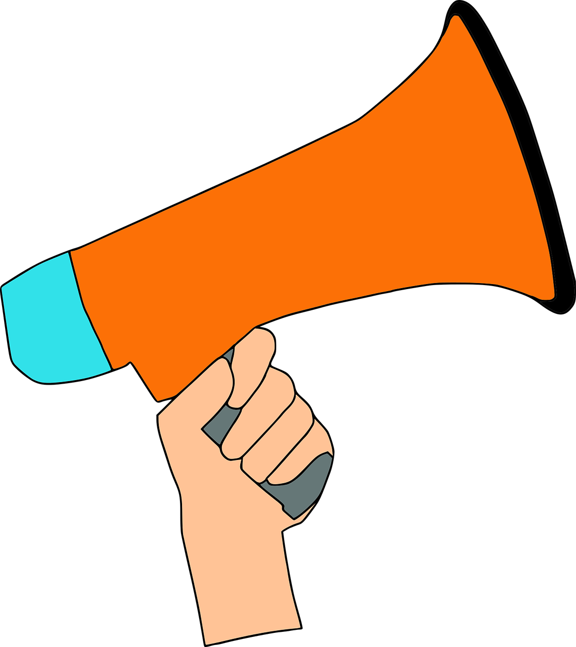 Illustration Of A Hand Holding An Orange Megaphone Symbolizing Advertising Efforts In South Africa, Relevant To Facebook Advertising Costs And Strategies.